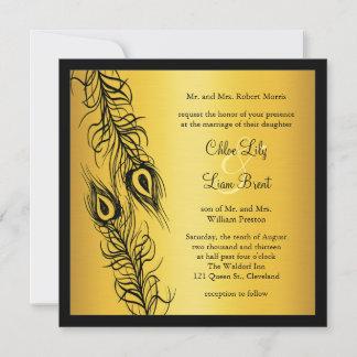 Invitación Dos tipos de plumas de pavo real