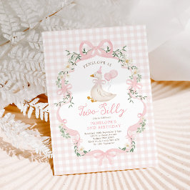 Invitación Dos tontos Chicas de Bow Rosado segundo cumpleaños