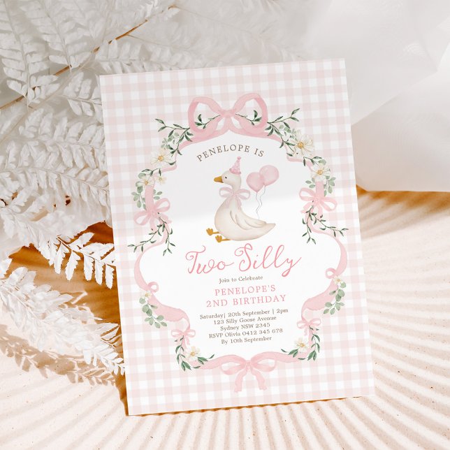 Invitación Dos tontos Chicas de Bow Rosado segundo cumpleaños (Subido por el creador)