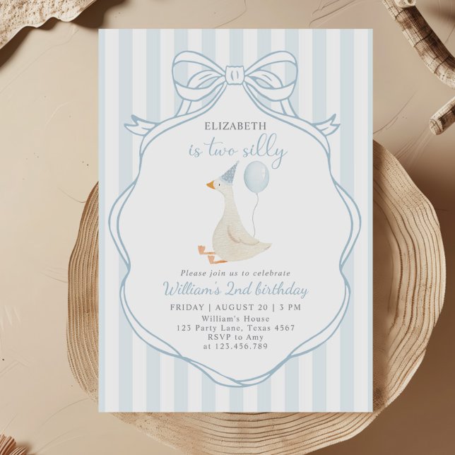 Invitación Dos tontos chicos de oca azul en segundo cumpleaño (Subido por el creador)