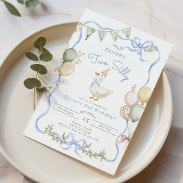 Invitación Dos tontos chicos gansos segundo cumpleaños