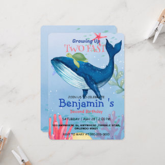 Invitación Dos tortugas de coral del Mar Azul rápido Cumpleañ