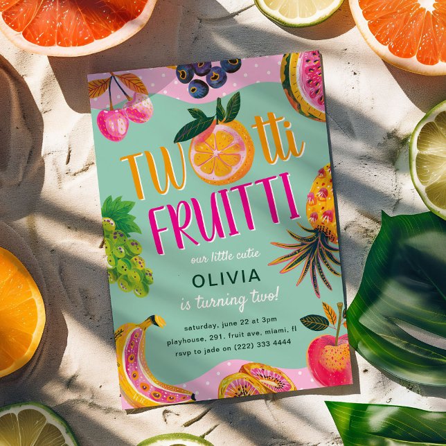 Invitación Dos-tti Fruitti Whimsical Segundo Cumpleaños (Subido por el creador)