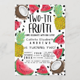 Invitación Dos tti Frutti Cute Fruit acuarela 2º cumpleaños