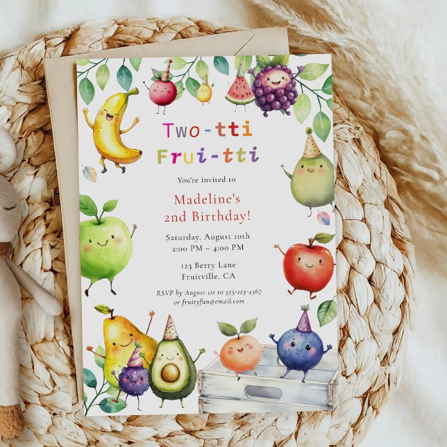 Invitación Dos tti Frutti Cute Fruits Segundo Fiesta de cumpl (Subido por el creador)