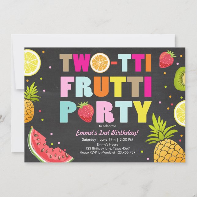 Invitación Dos tti frutti fiesta invitan al cumpleaños de los (Anverso)