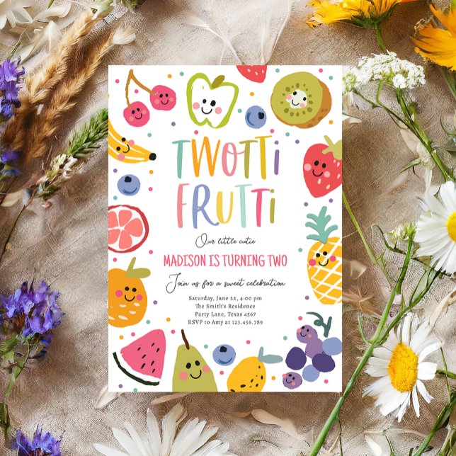 Invitación Dos tti Frutti Twotti Fruit Tropical Segundo Cumpl (Subido por el creador)