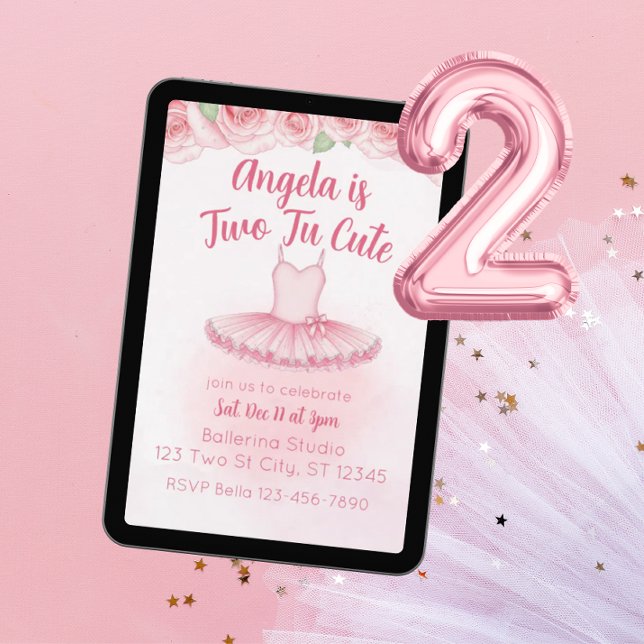 Invitación Dos Tu Cute, Bailarina Cumpleaños 2 (Subido por el creador)