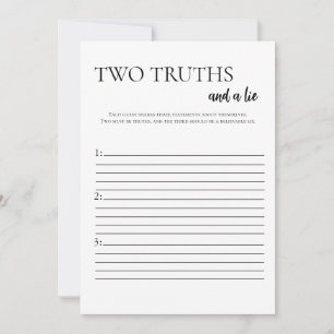 Invitación Dos verdades minimalistas y una carta de ducha de 