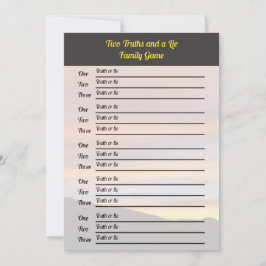 Invitación Dos verdades y un juego de mentiras | Atardecer de