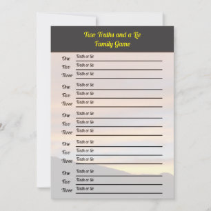 Invitación Dos verdades y un juego de mentiras Atardecer de