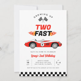 Invitación Dos Vintage Race Car Boy segundo cumpleaños