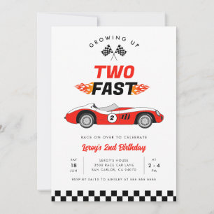 Invitación Dos Vintage Race Car Boy segundo cumpleaños