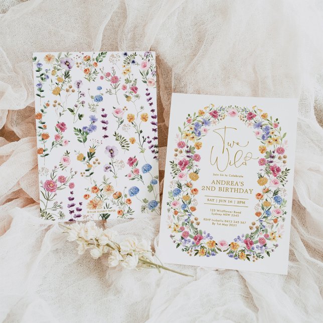 Invitación Dos WILD Bright Wildflower Garden 2º cumpleaños (Subido por el creador)
