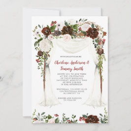 Invitación Doscador Bohio Rojo Indio Doscado Floral de Acuare