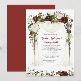 Invitación Doscador Bohio Rojo Indio Doscado Floral de Acuare