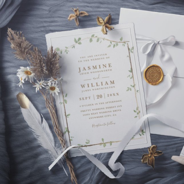 Invitación Dosel Verde Hojas Rústico Elegante Boda (Subido por el creador)