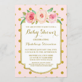 Invitación Dosis de oro rosado Floral acuarela Baby Shower