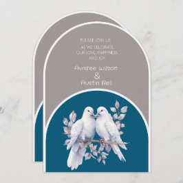 Invitación Dosis y anillos Arcos Gris claro y Azul oceánico