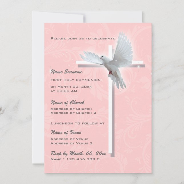 Invitación Dote de confirmación de la comunión religiosa del  (Anverso)
