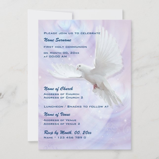 Invitación Dote de confirmación de la comunión religiosa del  (Anverso)