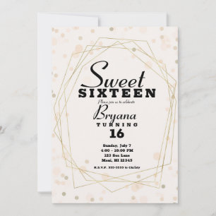 Invitación Dots de Taupe Rosa y Dulce Geométrico Moderno Oro