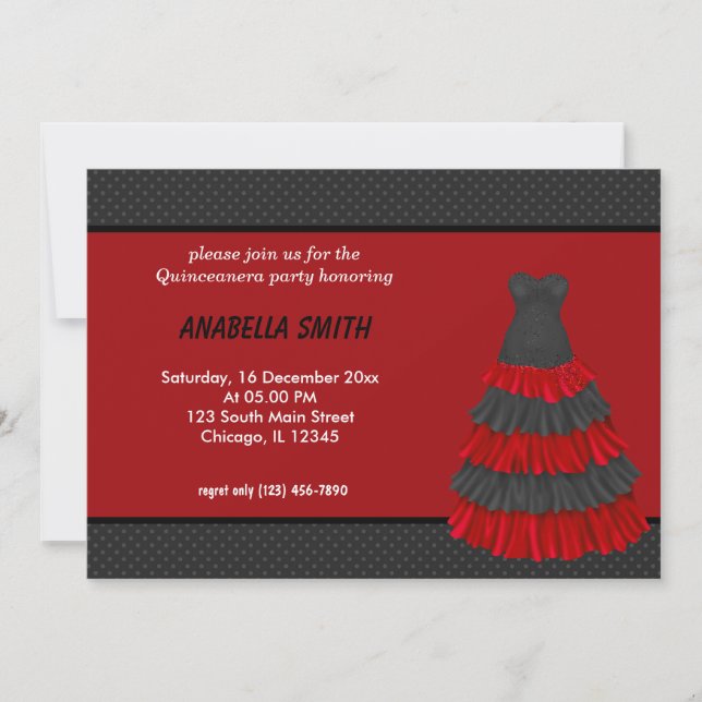 Invitación Dots Sweet Quinceanera (Anverso)