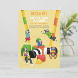 Invitación Dotty Dog Roar Soft Play 4º Fiesta de cumpleaños