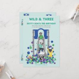 Invitación Dotty Dog Wild & Three Birthday