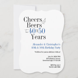 Invitación Double Celebration Cheers Beer Birthday Party Blue