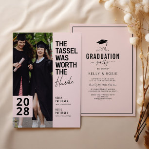 Invitación Double Graduation Chic Photo Party Invitation