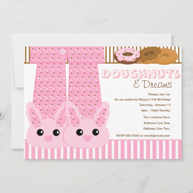 Invitación Doughnut & Dreams Pajama Fiesta Sleepover (Anverso)