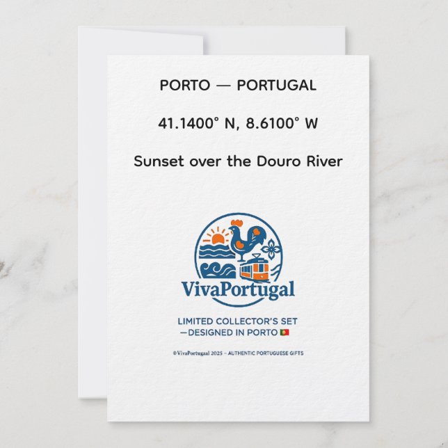 Invitación Douro Sunset Portugal Travel Art Invitation – Port (Reverso)