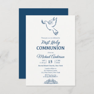Invitación Dove primera comunión Blu Elegant
