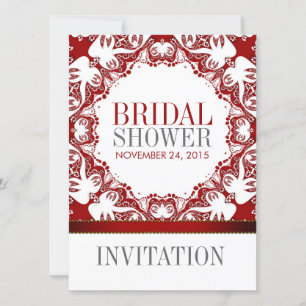 Invitación Doves rojas blancas batik Fiesta novia Invitati