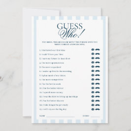 Invitación Downloadable Blue Striped Guess Who Card