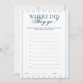 Invitación Downloadable Blue Striped Where did they go Card