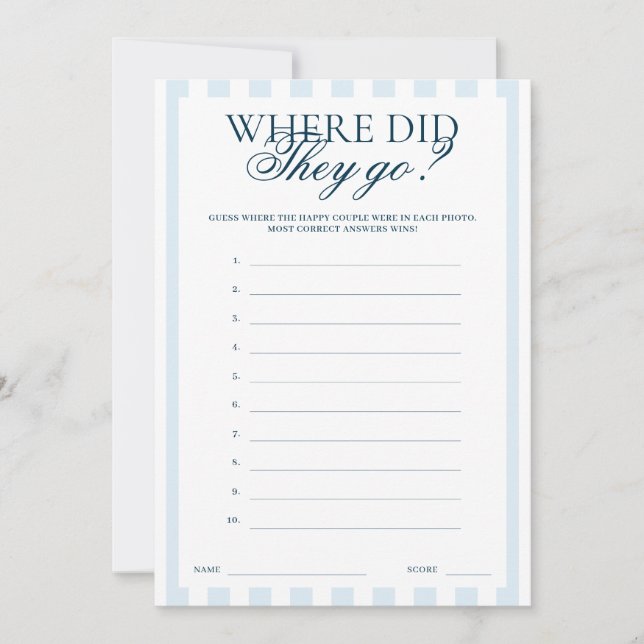 Invitación Downloadable Blue Striped Where did they go Card (Anverso)