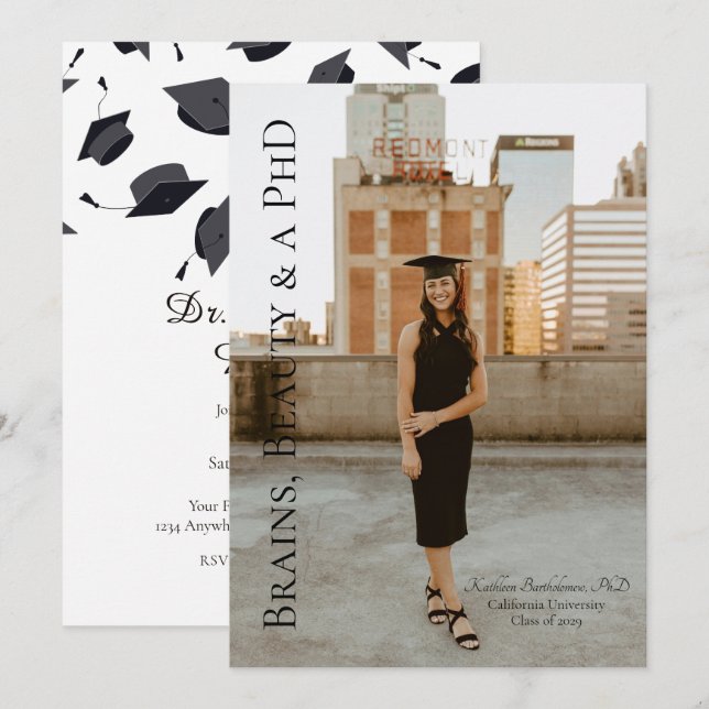 Invitación  Dr. In The House Graduation Announcement  (Anverso / Reverso)