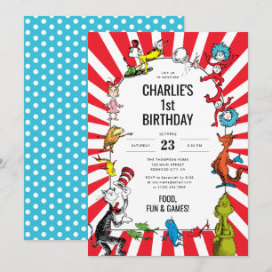 Invitación Dr. Seuss - Caracteres   Cumpleaños de los niños
