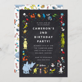 Invitación Dr. Seuss Character Confetti | Cumpleaños de los n