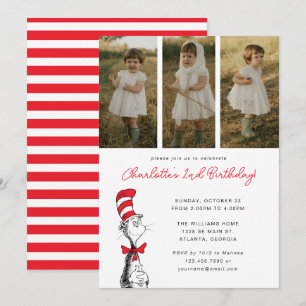 Invitación Dr. Seuss Cumpleaños del gato en el sombrero - F
