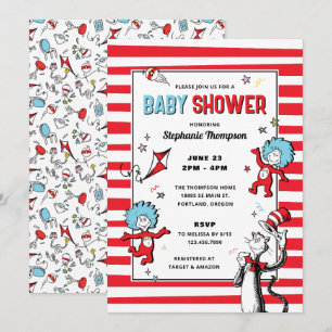 Invitación Dr. Seuss - El gato en el sombrero Baby Shower