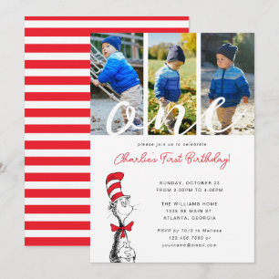 Invitación Dr. Seuss Gato en el Sombrero Foto de cumpleaños