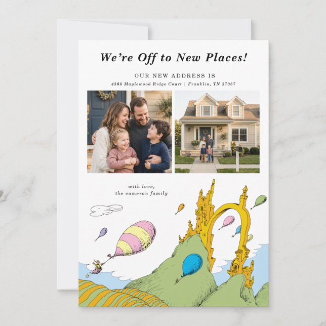 Invitación Dr. Seuss - ¡Nos vamos a nuevos lugares! Foto (Anverso)