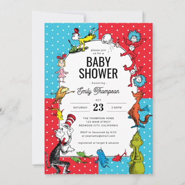 Invitación Dr. Seuss - Personajes | Baby Shower (Anverso)