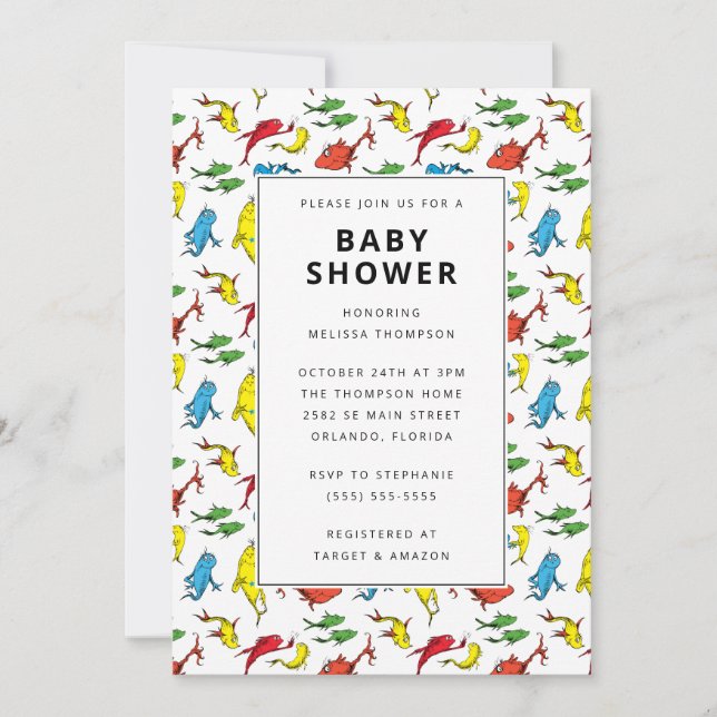 Invitación Dr. Seuss - Un pez, dos peces | Baby Shower (Anverso)