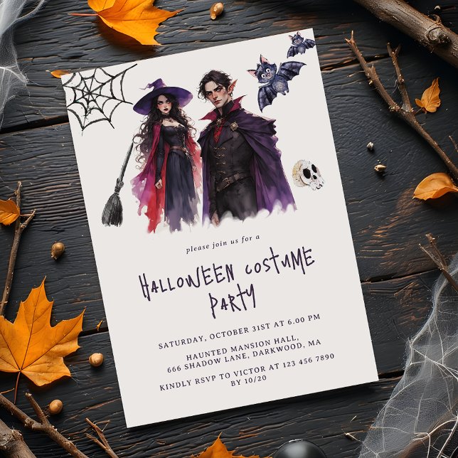Invitación Drácula Adultos Brujas Fiesta de disfraces de Hall (Subido por el creador)