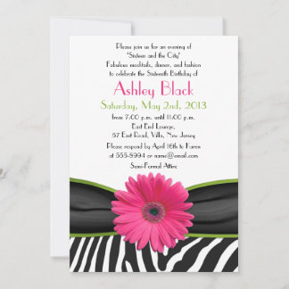 Invitación Drácula rosa suave zebra zebra prensada 16 invitac