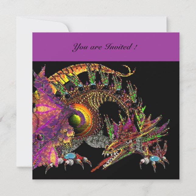 Invitación DRAGO morado violeta negro (Anverso)